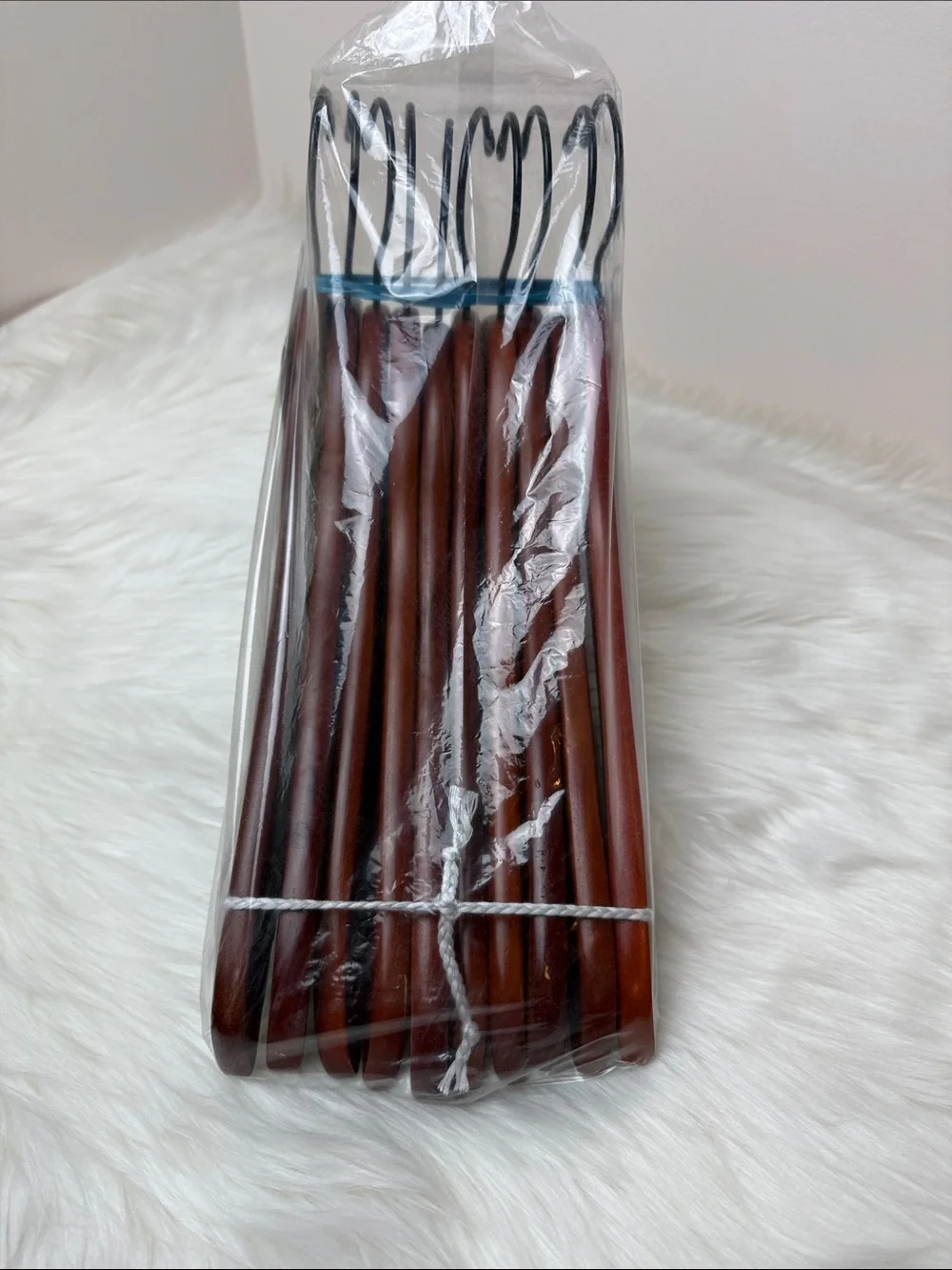 Brookstone Premium Wooden Hangers with Bar in Mahogany  - Set of 10